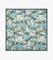 Abstract Floral Silk Square Scarf