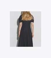 Balloon Sleeve Linen Dress