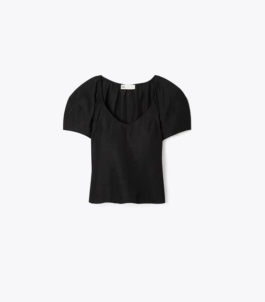 Balloon Sleeve Viscose Top