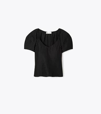 Balloon Sleeve Viscose Top