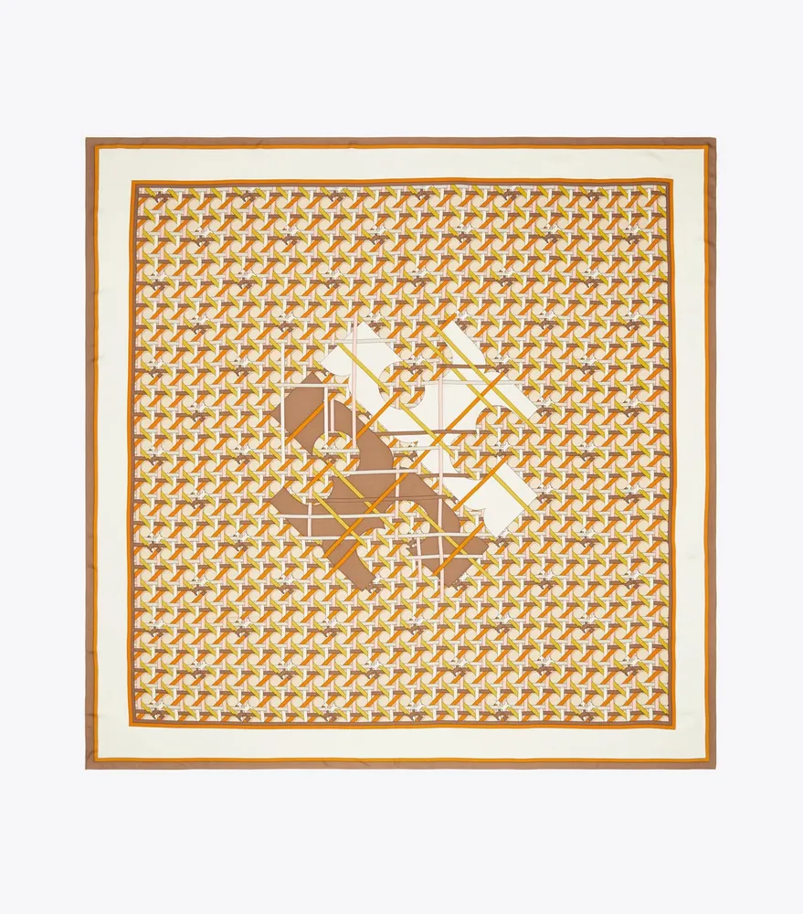 Basket-Weave Logo Oversized Square Scarf