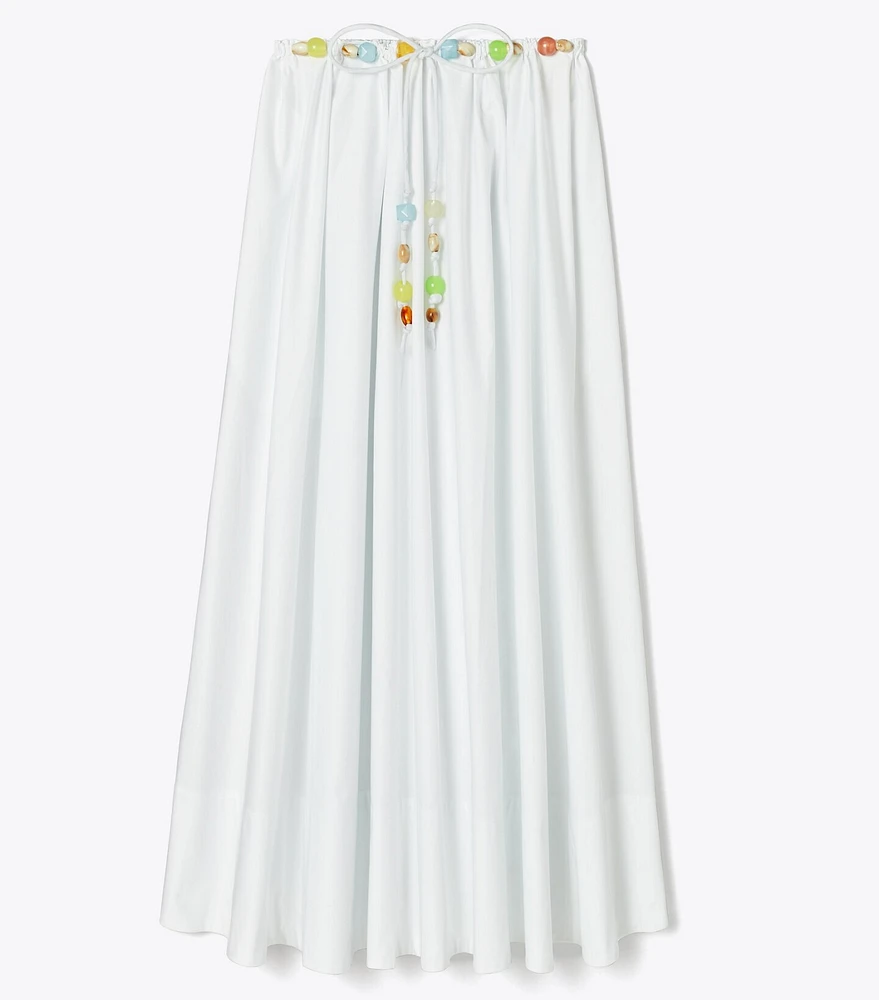 Beaded Cotton Poplin Skirt