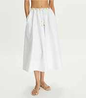 Beaded Cotton Poplin Skirt