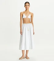 Beaded Cotton Poplin Skirt