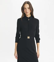 Belted Jersey Shirtdress