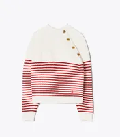 Breton-Stripe Merino Mockneck Sweater
