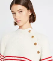 Breton-Stripe Merino Mockneck Sweater