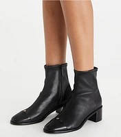 Cap-Toe Low-Heel Ankle Boot