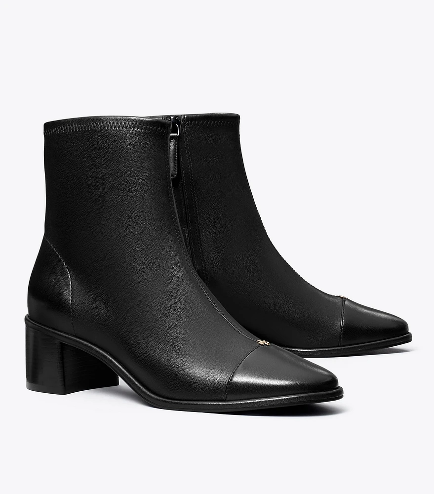 Cap-Toe Low-Heel Ankle Boot