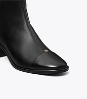 Cap-Toe Low-Heel Ankle Boot