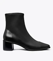 Cap-Toe Low-Heel Ankle Boot