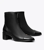 Cap-Toe Low Heeled Ankle Boot