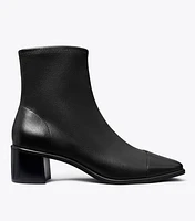 Cap-Toe Low Heeled Ankle Boot