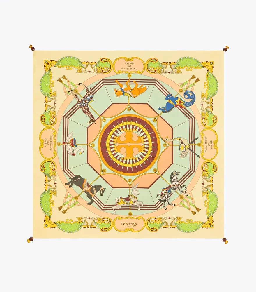 Carousel Double-Sided Silk Square Scarf