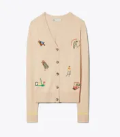 Cashmere Embroidered Golf Cardigan