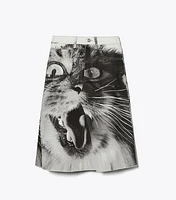 Cat Printed Denim Skirt