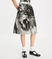 Cat Printed Denim Skirt