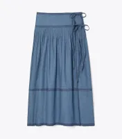 Chambray Tiered Skirt