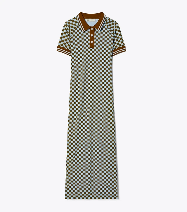 Tory Sport Checkered Mesh Polo Dress | The Summit