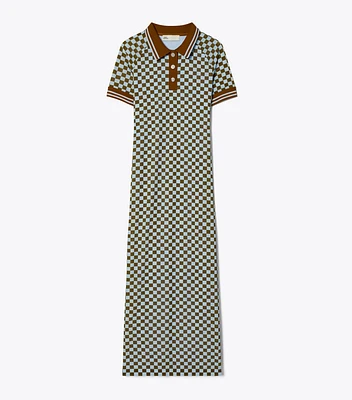 Checkered Mesh Polo Dress