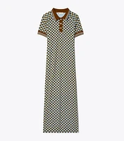 Checkered Mesh Polo Dress