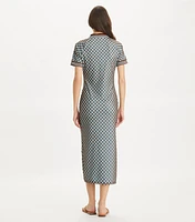 Checkered Mesh Polo Dress