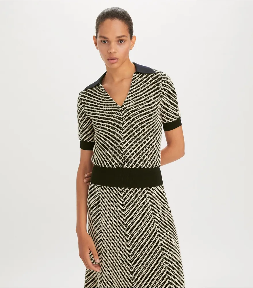 Chevron Stripe Short-Sleeve Polo