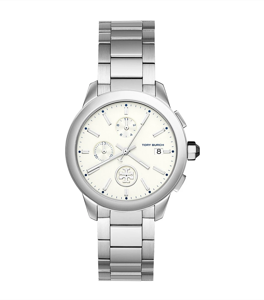 Collins Watch, Stainless Steel/Ivory Chronograph, 38 MM