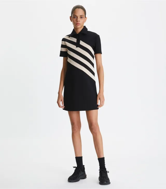 tory burch tech knit polo dress Colorblock long party dress