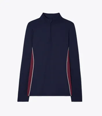 Contrast Piped Half-Zip Pullover