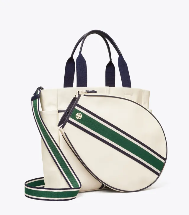 Logo Canvas Tennis Bag in Neutrals - Tory Sport