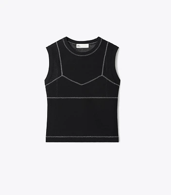 Cotton And Nylon Mesh Top
