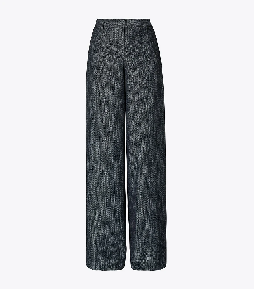 Cotton and Silk Wide-Leg Pants