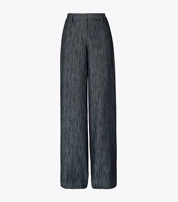 Cotton and Silk Wide-Leg Pants