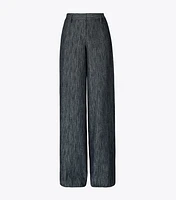 Cotton and Silk Wide-Leg Pants