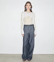 Cotton and Silk Wide-Leg Pants