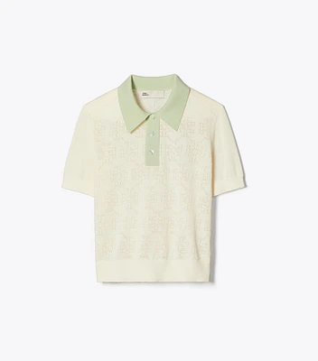 Cotton Pointelle Logo Polo