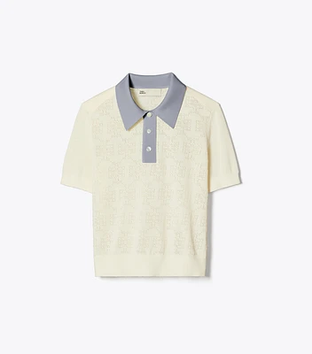 Cotton Pointelle Logo Polo