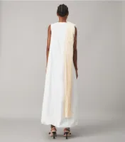 Cotton Poplin Dress with Silk Chiffon Fringe
