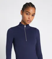 Cropped Half-Zip Long-Sleeve Top