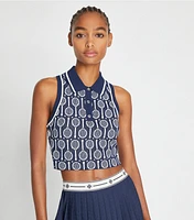 Cropped Tech Knit Polo Tank