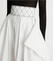 Diamond Topstitch Poplin Skirt