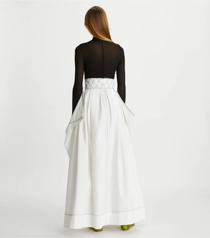 Diamond Topstitch Poplin Skirt