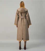 Double-Faced Wool Hooded Wrap Coat