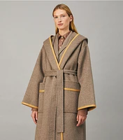 Double-Faced Wool Hooded Wrap Coat