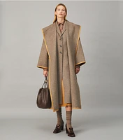 Double-Faced Wool Hooded Wrap Coat