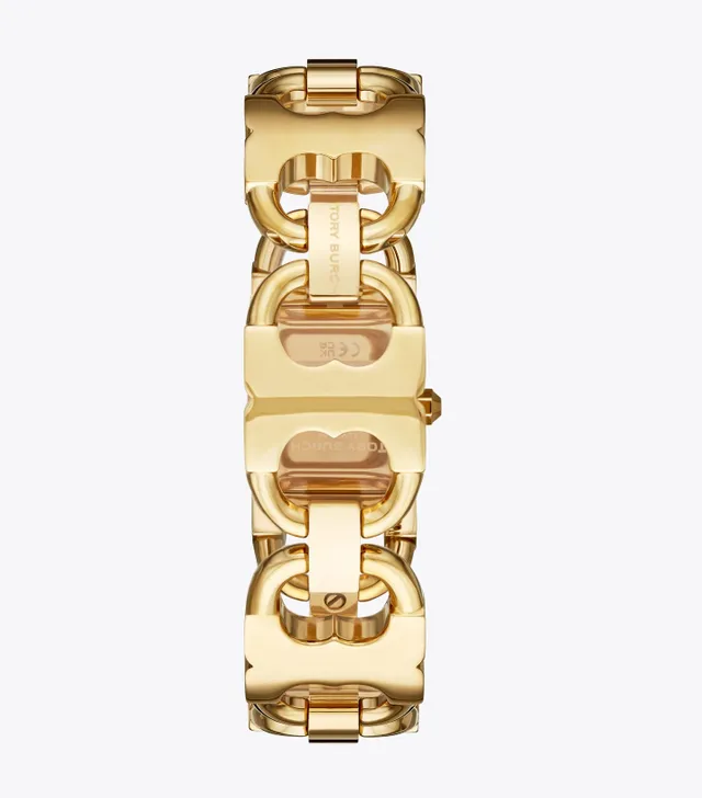 Tory Burch The Double T Link Watch, 18mm x 18mm - Ivory/Gold