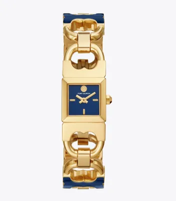 Double T Link Watch, Gold-Tone Stainless Steel/Navy