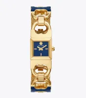 Double T Link Watch, Gold-Tone Stainless Steel/Navy