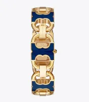 Double T Link Watch, Gold-Tone Stainless Steel/Navy